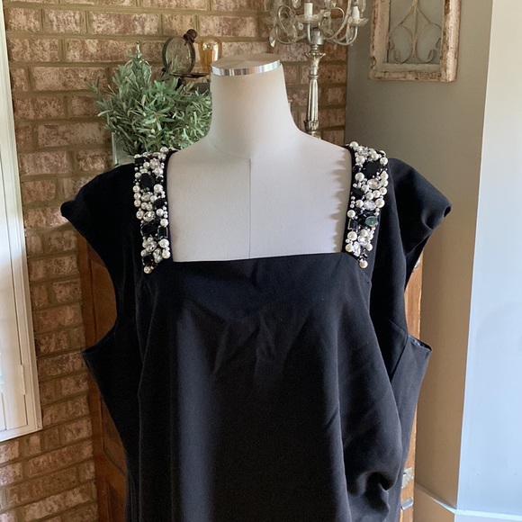 CHANGES BY TOGETHER UK BLACK EMBELLISHED NECK DRESS EVEING FORMAL SLIMMING 26 - Picture 5 of 14